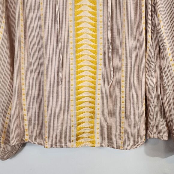 NWT Lucky Brand Embroidered V Neck Peasant Boho Bohemian Blouse Size Medium - Picture 8 of 10